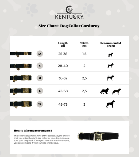 Kentucky honden halsband corduroy zwart 