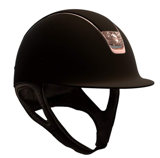 Samshield Cap shadow bruin met gold rose trim en crystal fabric rose gold R8