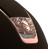 Samshield Cap bruin met gold rose trim en crystal fabric rose gold R8