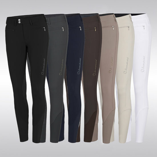 Samshield rijbroek Diane full seat zwart met zwarte details