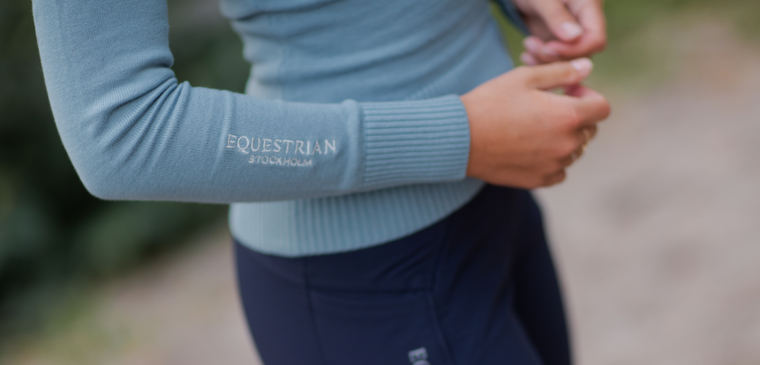 Equestrian Stockholm Steel Blue  knitted polo top 