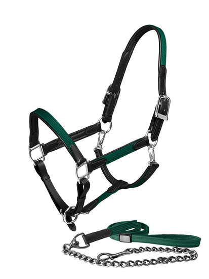  Equestrian Stockholm LEREN Halster met HENGSTEN touw Sycamore Green