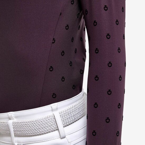 Cavalleria Toscana Mini CT Flock Print Brushed Jersey L/S Competition Polo Aubergine