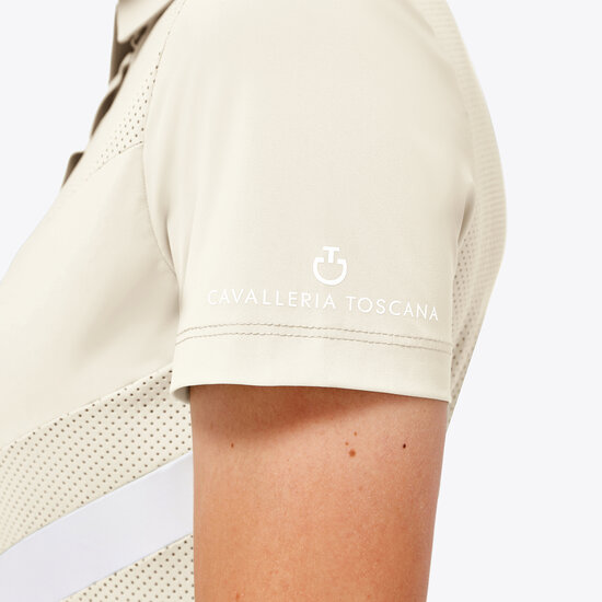 Cavalleria Toscana Perforated Jersey S/S Zip Competition Polo Pastel Yellow
