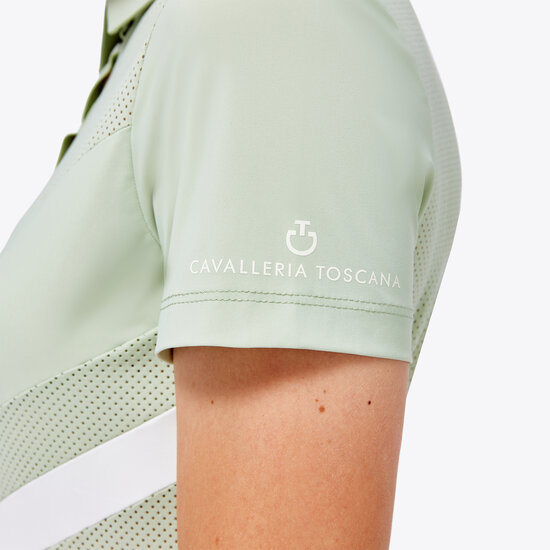 Cavalleria Toscana Perforated Jersey S/S Zip Competition Polo Pastel Green