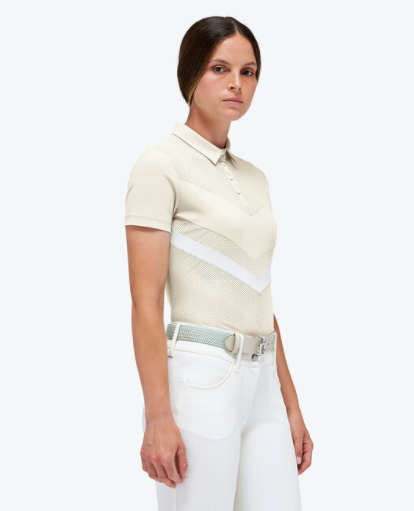 Cavalleria Toscana Perforated Jersey S/S Zip Competition Polo Pastel Geel