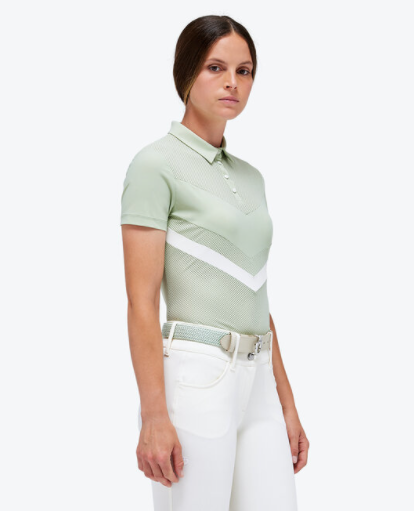 Cavalleria Toscana Perforated Jersey S/S Zip Competition Polo Pastellgr&uuml;n