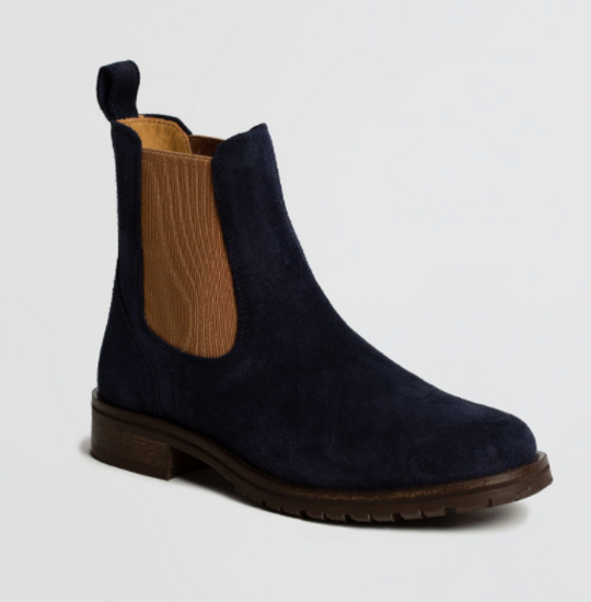 Kingsley Amsterdam Chelsea judpurs  DARK BLUE suede met LICHT BRUIN elastiek maat 43