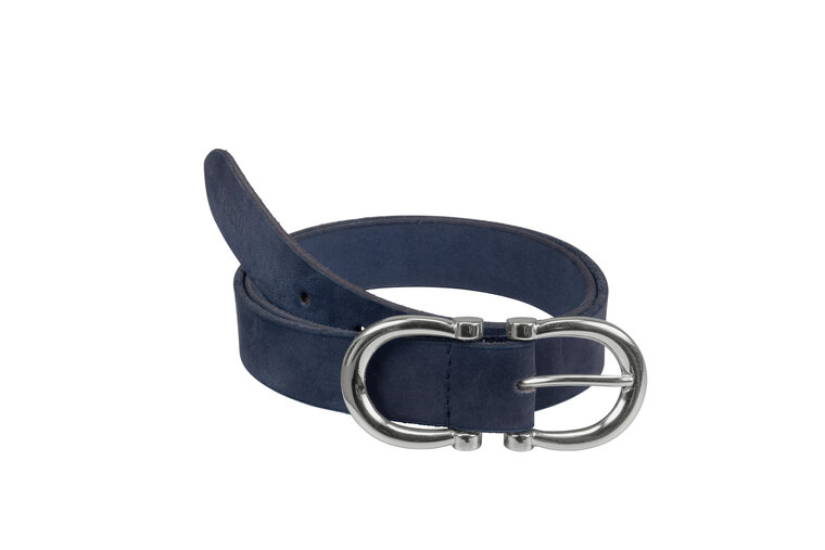 Pikeur AW&#039;23 leren riem Navy met zilveren gesp