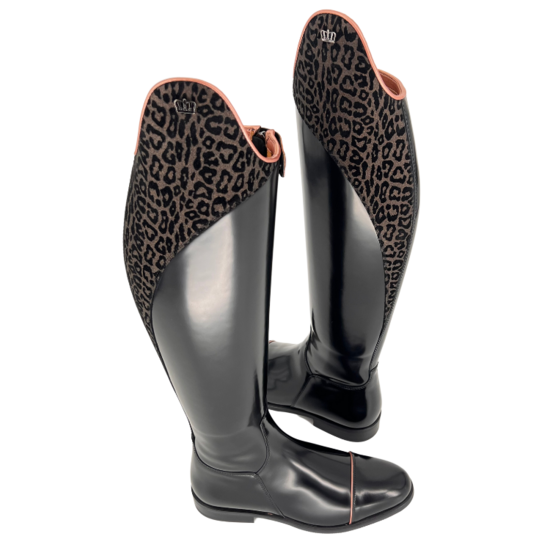 Kingsley rijlaars Capri 02 top Paula Urugano black ,leopardo bronze maat 39,5 MA-S