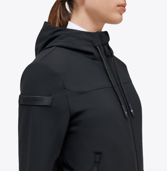 Cavalleria Toscana Jersey and Velvet Hooded Full Zip Softshell Zwart