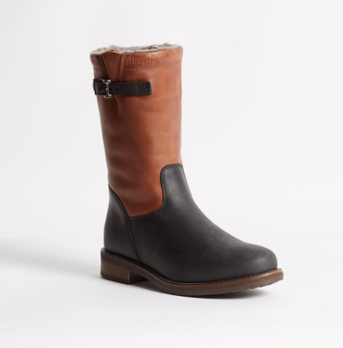 Kingsley Oslo outdoorboots gaucho chestnut - gaucho black met zwart schapenbont 