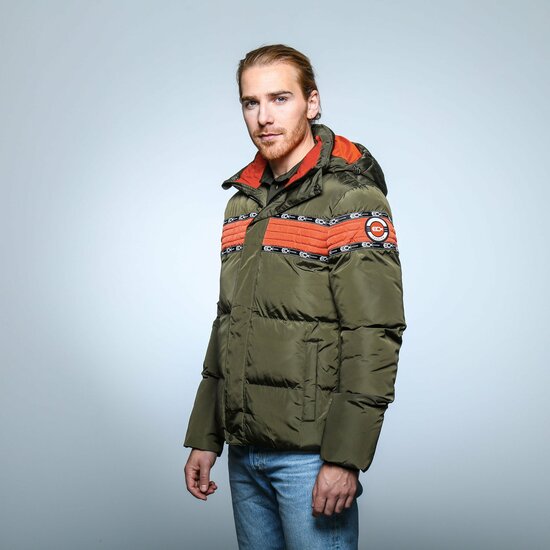 ECX fashion Heren Korte Jas Groen/Oranje