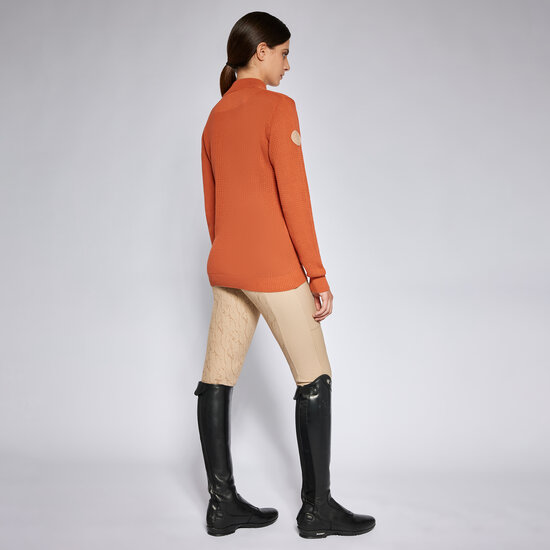 Cavalleria toscana Cotton Knit Half Zip Sweater Roest bruin/oranje