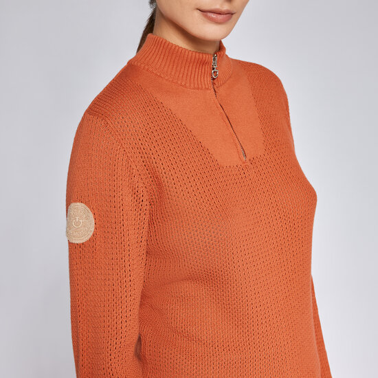 Cavalleria toscana Cotton Knit Half Zip Sweater Roest bruin/oranje