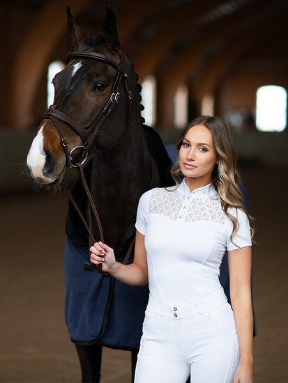 Equestrian Stockholm Crystal Champion Top White 