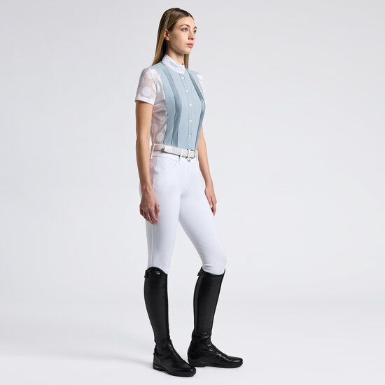 Cavalleria Toscana Perforated Jacquard and Jersey S/S Lichtblauw met Wit