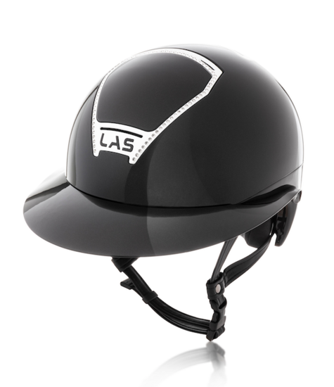 LAS Cap Opera Lady Visor Shiny Black met trim Silver met steentjes