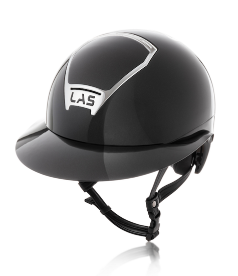 LAS Cap Opera Lady Visor Metal Shiny Black met trim Silver
