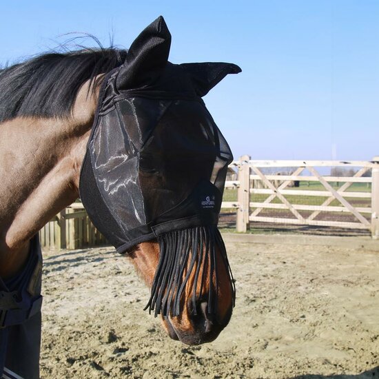 Kentucky vliegenmasker classic met oren en kwastjes zwart