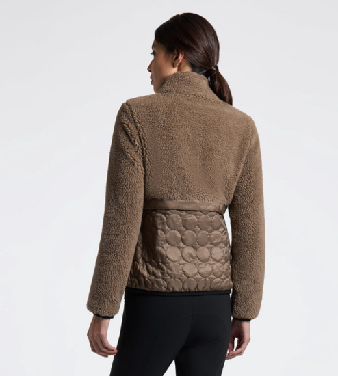 Cavalleria Toscana teddy bear fleece + nylon zip up jacket Walnut