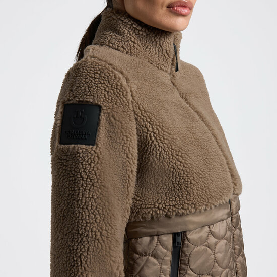 Cavalleria Toscana teddy bear fleece + nylon zip up jacket Walnut