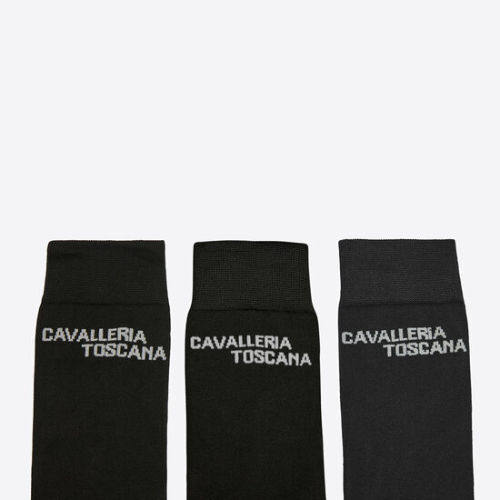 Cavalleria Toscana sokken verpakt per 3 paar in luxe box jacquardlogo 