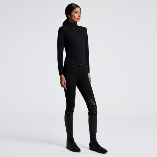 Cavalleria toscana L/S Jersey with Perforated inserts Training polo Zwart