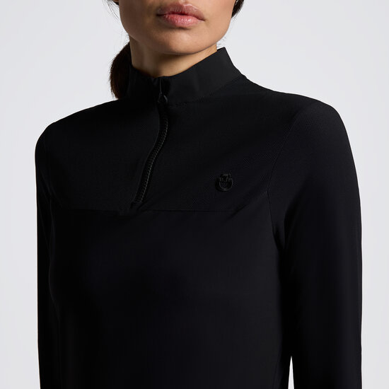Cavalleria toscana L/S Jersey with Perforated inserts Training polo Zwart
