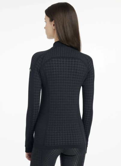 Le Mieux Aspen  pied-de-poule shirt lange mouw zwart