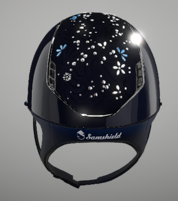 Samshield Miss Shield Cap 2.0 Shadow Glossy Navy met Flower Swarovski Jewelry Majestic Blue P.24