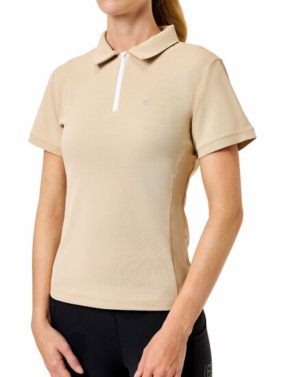 Equestrian Stockholm  polo met korte mouwen en rits - sand