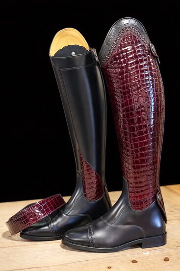 Kingsley rijlaars Olbia 01 Vitela croco Bordeaux 