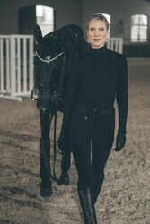 Pikeur 2284  zip - print -shirt zwart
