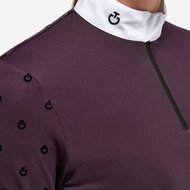 Cavalleria Toscana Mini CT Flock Print Brushed Jersey L/S Competition Polo Aubergine