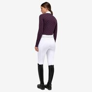 Cavalleria Toscana Mini CT Flock Print Brushed Jersey L/S Competition Polo Aubergine