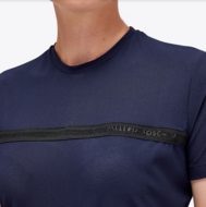 Cavalleria Toscana Jersey Mesh shirt logo tape korte mouw Kobaltblauw 