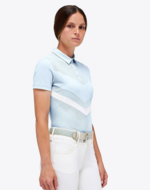 Cavalleria Toscana Perforated Jersey S/S Zip Competition Polo Light Blue