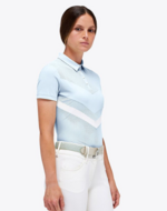 Cavalleria Toscana Perforated Jersey S/S Zip Competition Polo Lichtblauw