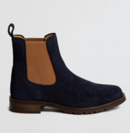 Kingsley Amsterdam Chelsea judpurs  DARK BLUE suede met LICHT BRUIN elastiek maat 43