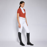Cavalleria toscana Perforated Jersey S/S wedstrijd Shirt Roest bruin/oranje