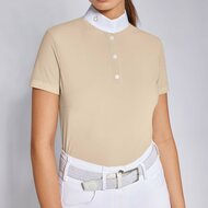 Cavalleria toscana Perforated Jersey S/S Button wedstrijd Shirt Beige