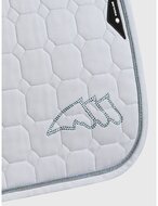 Equiline zadeldekje Grosteg OCTAGON wit met aquamarine rhinestones logo JUMP