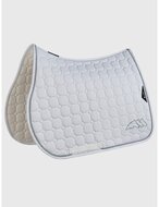 Equiline zadeldekje Grosteg OCTAGON wit met aquamarine rhinestones logo JUMP