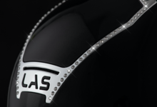 LAS Cap Opera Lady Visor Shiny Black met trim Silver met steentjes