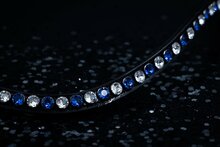 Mon&egrave;re mat zwart frontriem classic XL Sapphire/Crystal (Zwarte huls)