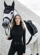 Le Mieux Aspen  pied-de-poule shirt lange mouw zwart