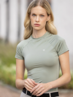 Equestrian Stockholm Dynamic korte mouw top Pistachio white 