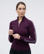 Equestrian Stockholm Knitted Zip Top Mauve Wine
