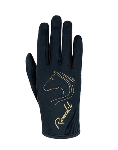 Roeckl Tryon Junior Zwart/Goud - - kinder handschoenen- 